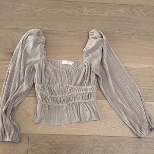 ASTR the Label Taupe Ruched Blouse